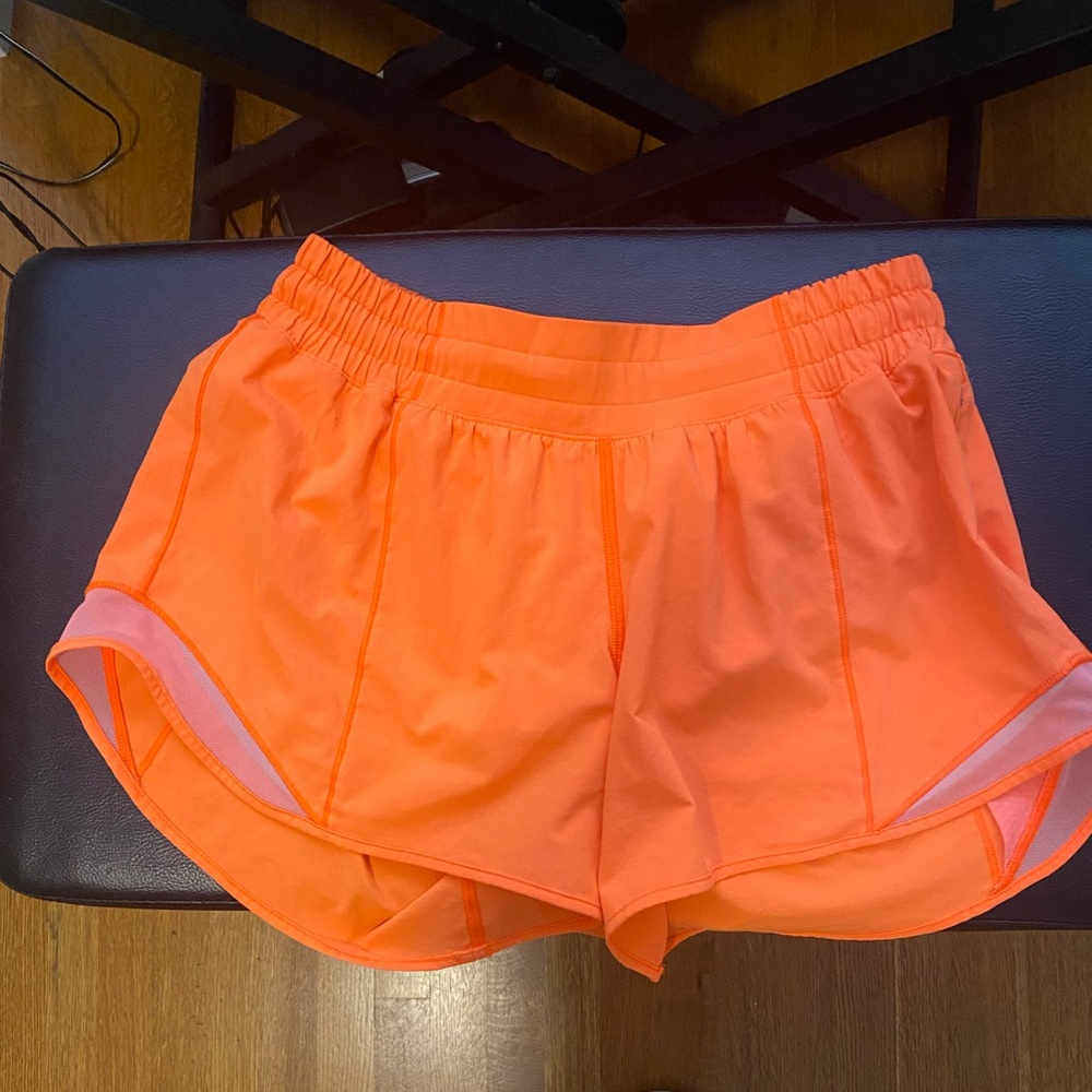 Neon orange lululemon shorts
